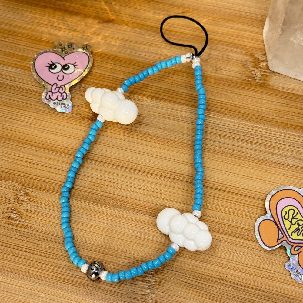 String Ting Clouds Sky Wristlet Phone Strap | White Clouds | Handmade in London